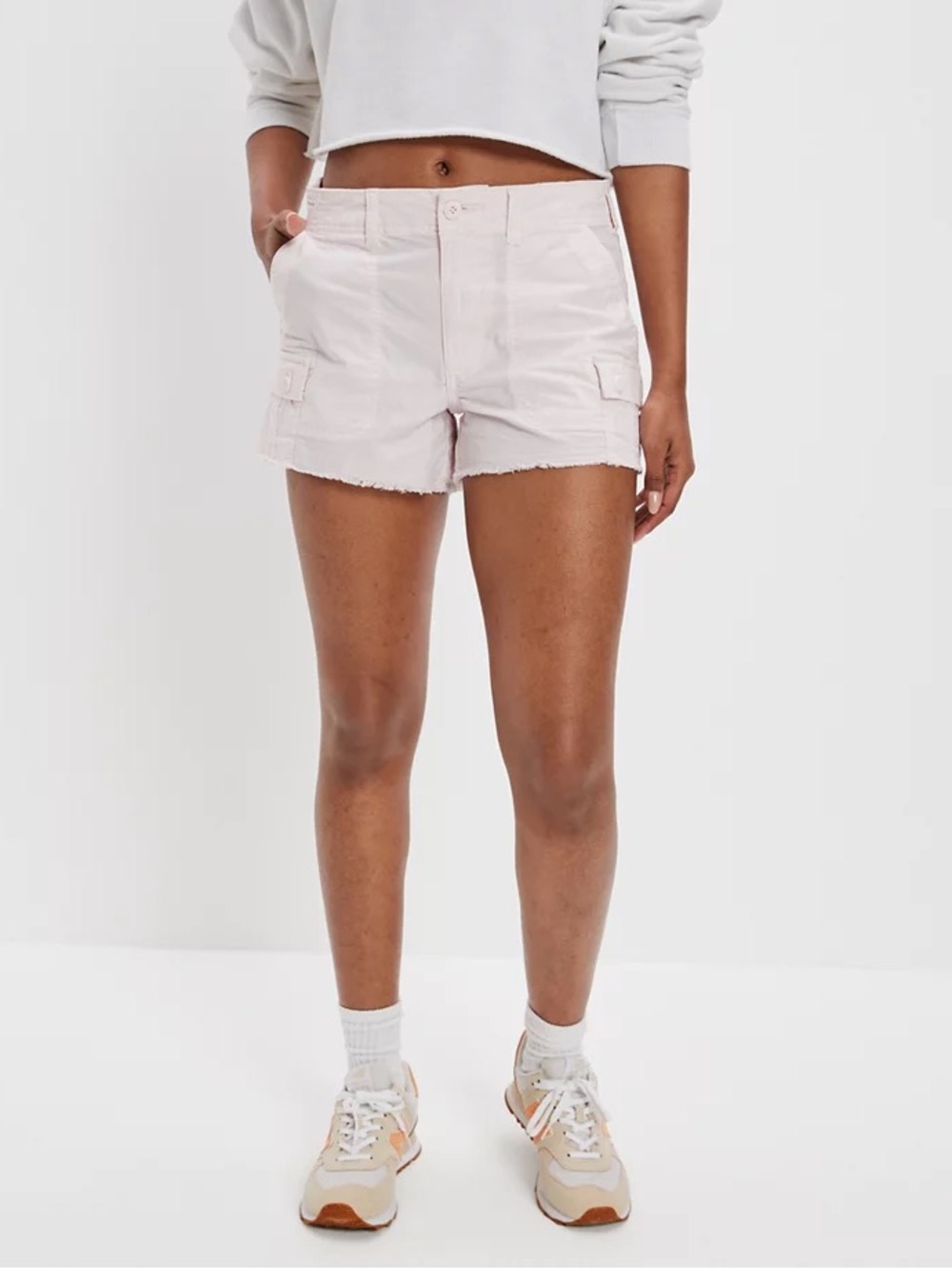 NWT AE Snappy Stretch '90s Boyfriend Cargo Shorts Size 2 Pink